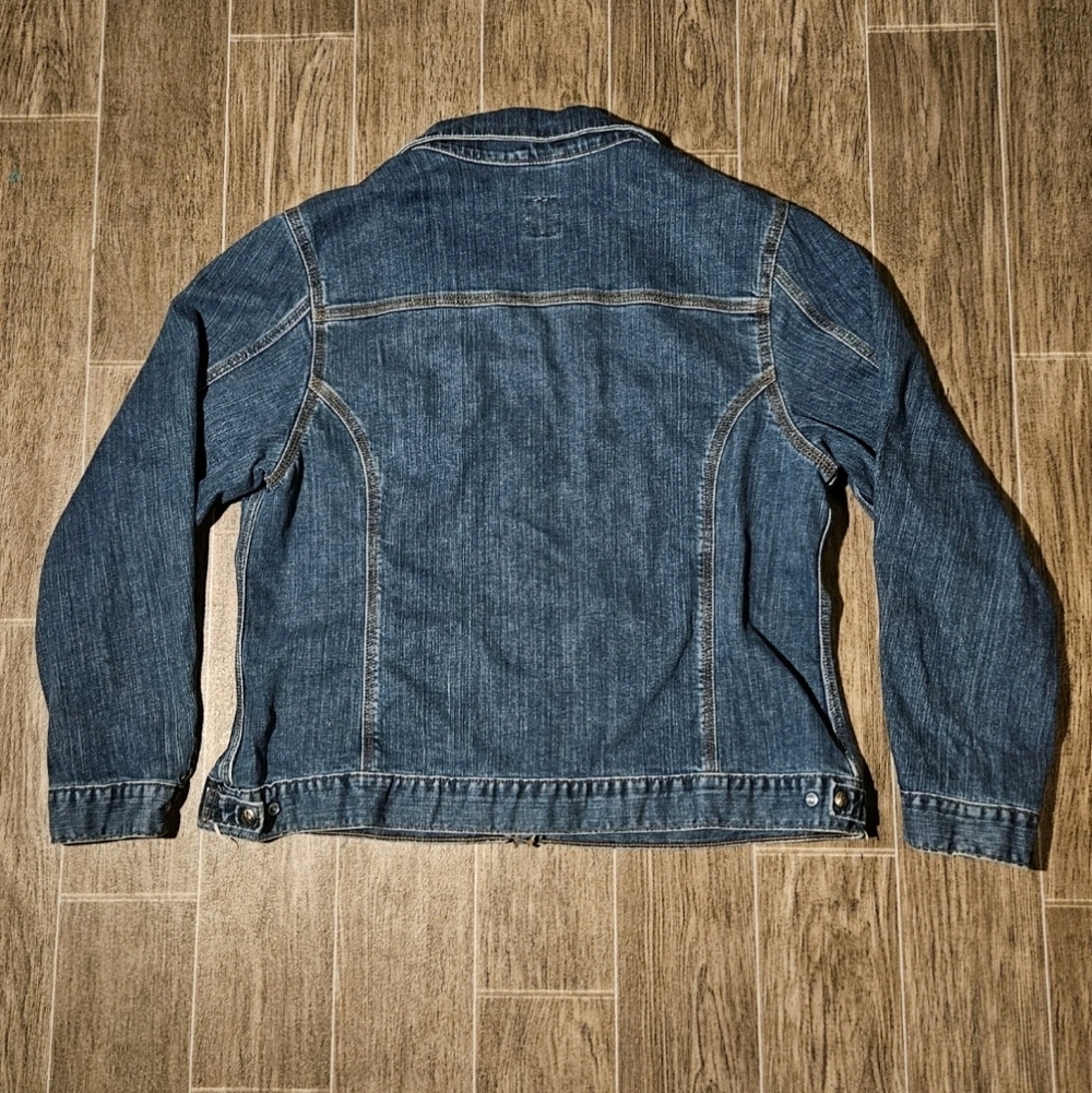Carhartt Denim Trucker Jacket Women's 2XL Long Sleeve Blue Snap Button - Picture 6 of 6